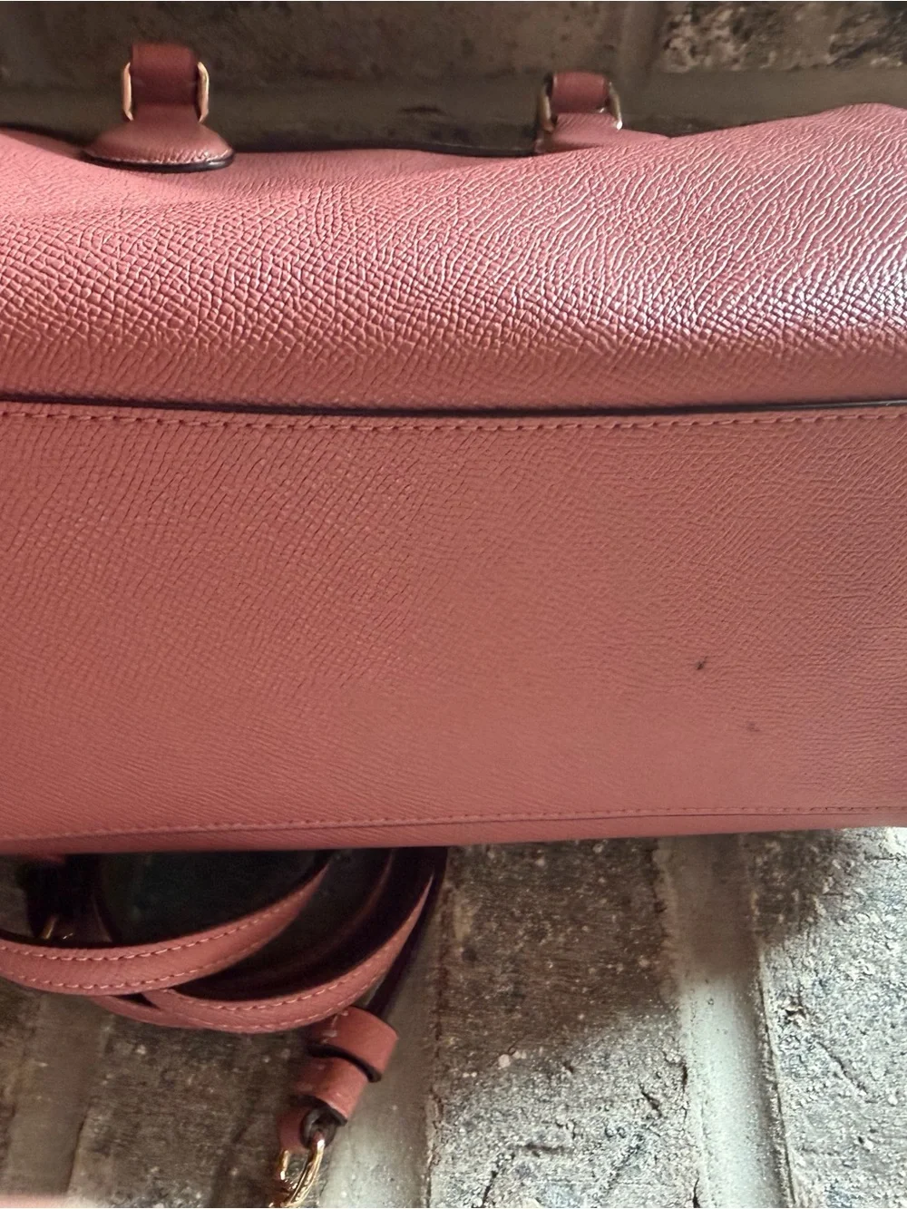 COACH Pink Leather Satchel with Minnie Roller Skate Graphic